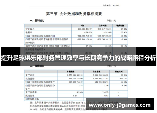 提升足球俱乐部财务管理效率与长期竞争力的战略路径分析